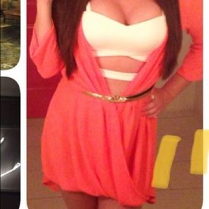 Bright coral shirt dress, size M